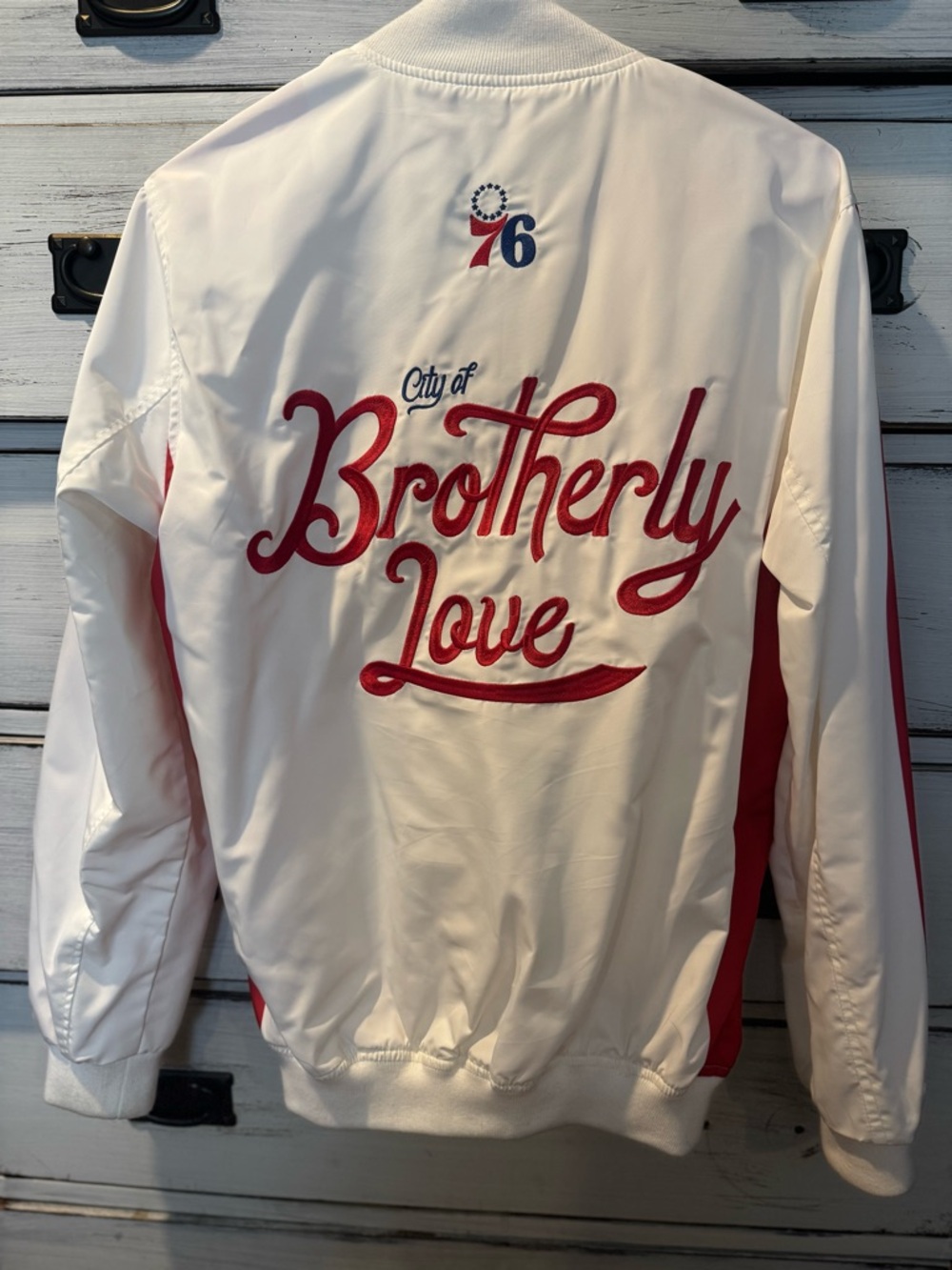 76ers 'City of Brotherly Love' White & Red Jacket